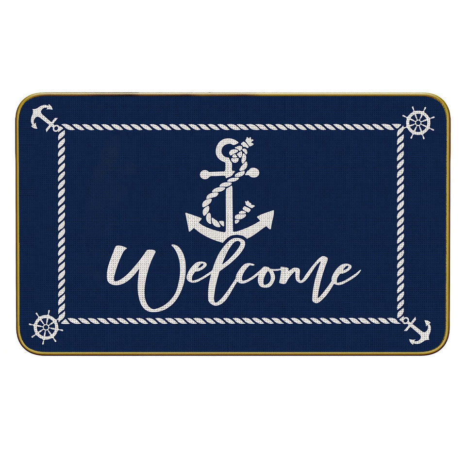 Mingnei boat floor mat at the front door, nautical welcome for indoor outdoor use.