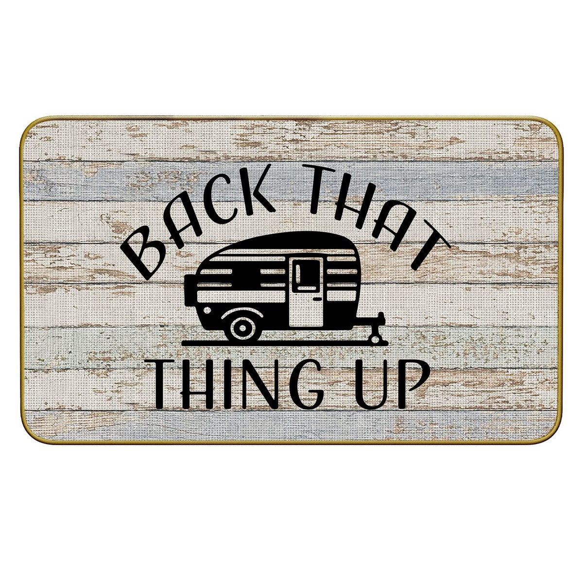 Mingnei Camper Door Mat at the front entry with non-slip base for indoor or outdoor use