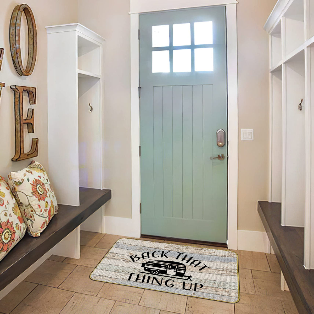 Mingnei Camper Door Mat with non-slip base provides reliable grip on different floors