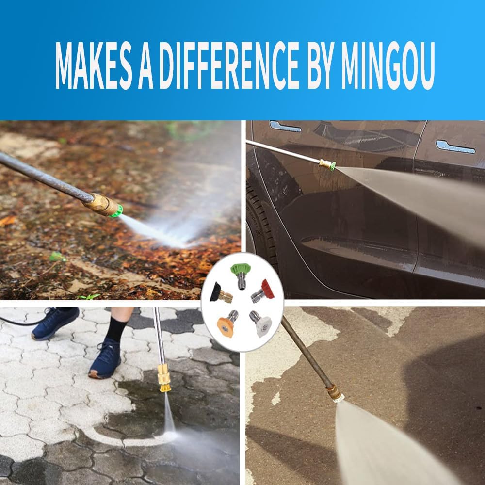 MINGOU pressure washer tips with quick-connect for easy swaps