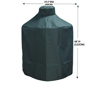 Mini Lustrous cover for Big Green Egg side tables folded down keeps grill protected