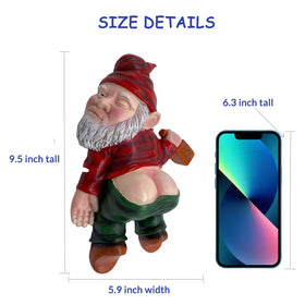 MINICAR gnome garden sculpture enhances lawn decor with durable resin finish.