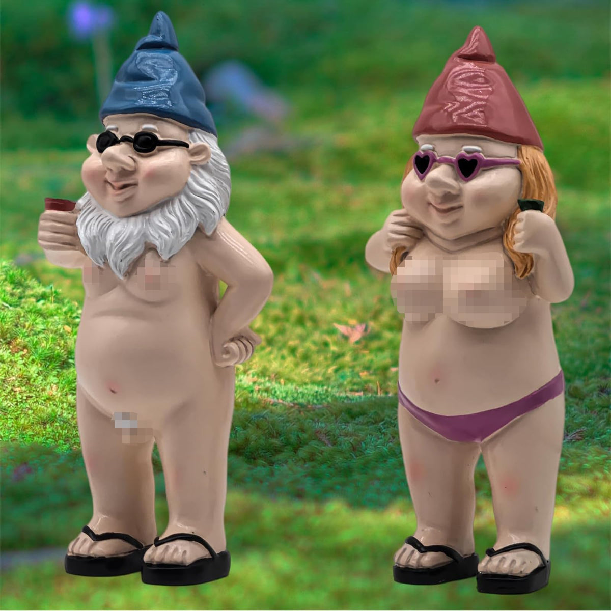 MINICAR gnome statue outdoor-grade coating resists sun and water fading.