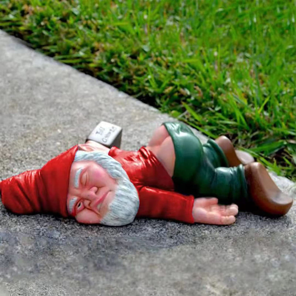 MINICAR gnome statue outdoor nine-point-five-inch adds whimsical charm to your garden.