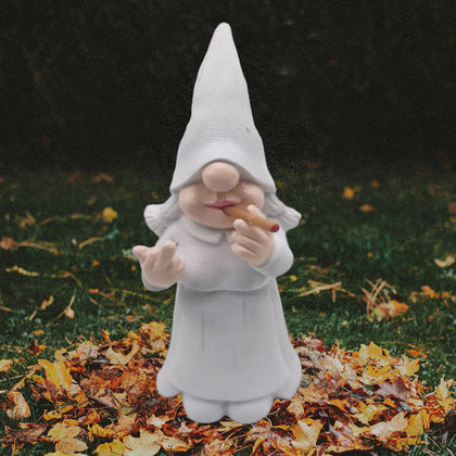 MINICAR middle finger gnome statue paintable decor for personalized garden fun