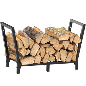 Minicloss 34-inch firewood rack assembled outdoors for easy access and dry logs.