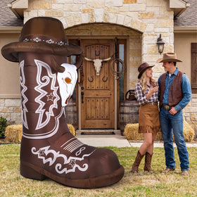 MiniInflat 7ft western boots inflatable serves as an eye-catching centerpiece.