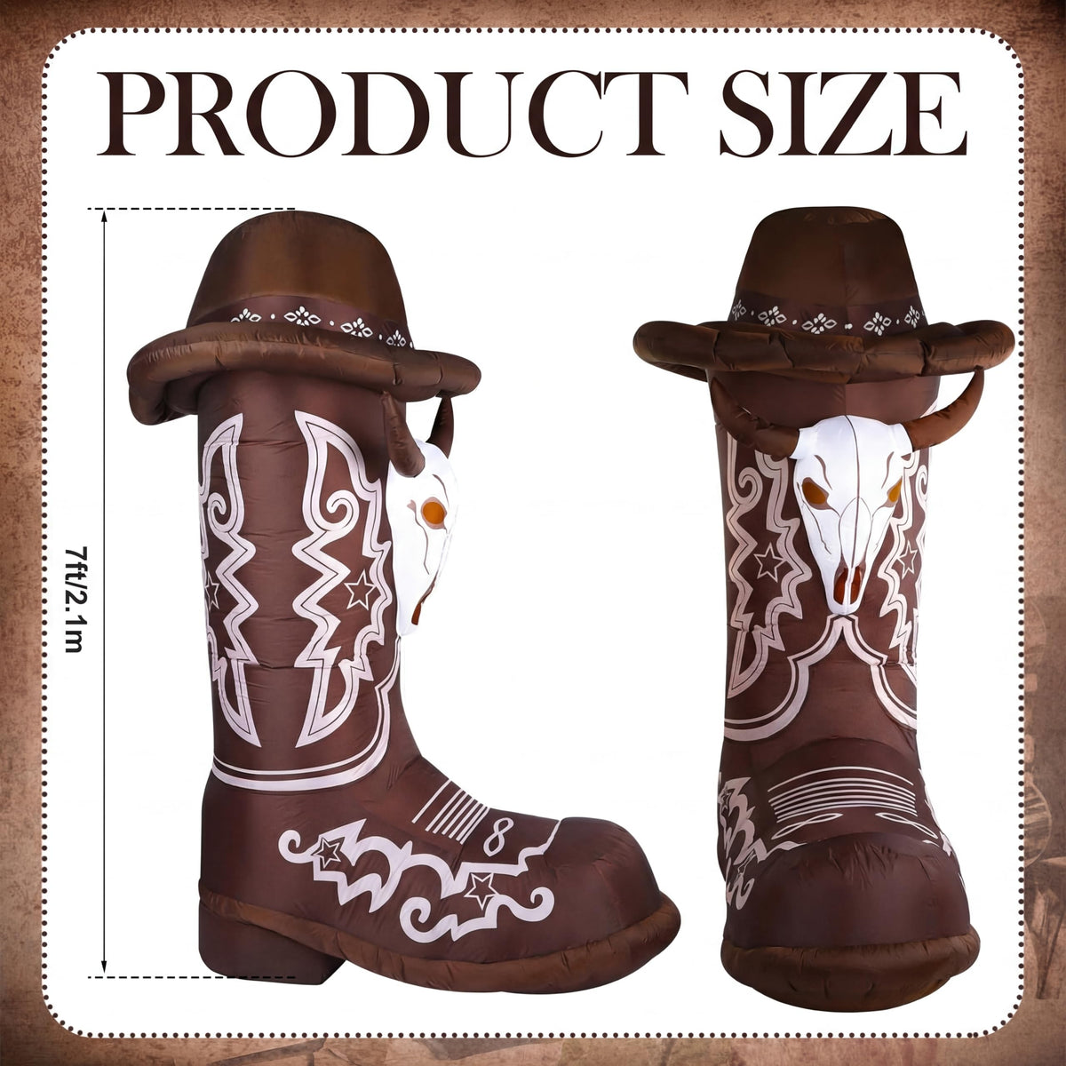 MiniInflat western boots LED lights brighten night celebrations.