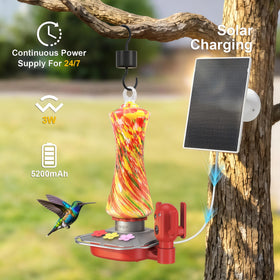 Hand-blown glass artistry on the Minikey feeder adds unique charm