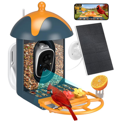 Minikey smart bird feeder camera front view with AI species identification