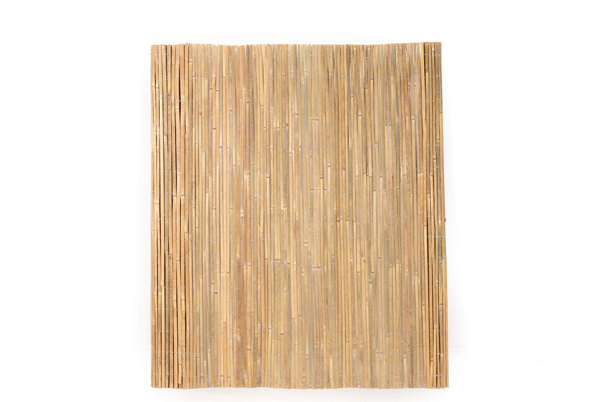 Mininfa bamboo slat screen for balcony privacy and garden separation.