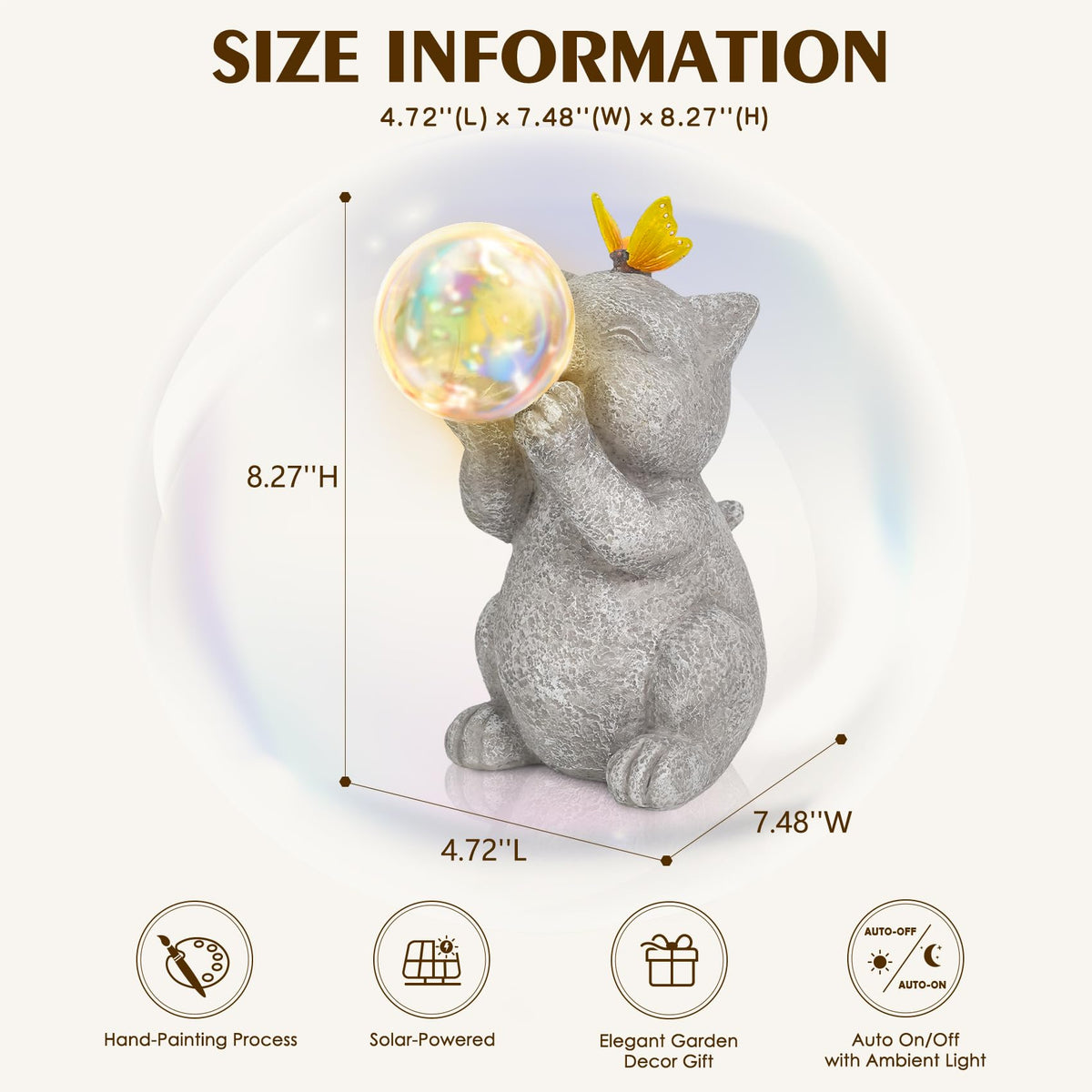 MININOVA garden statue shown in backyard setup highlighting weatherproof design.