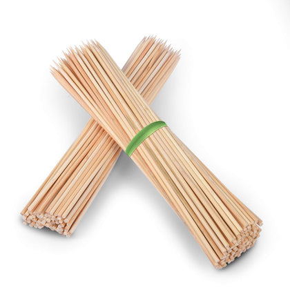 Minisland 100-pack bamboo skewers in convenient packaging for storage.
