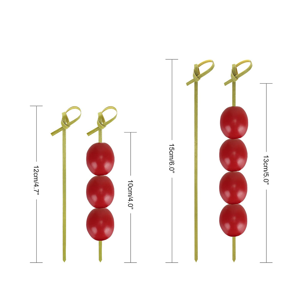 Minisland knot-top skewers add decorative flair to beverages.