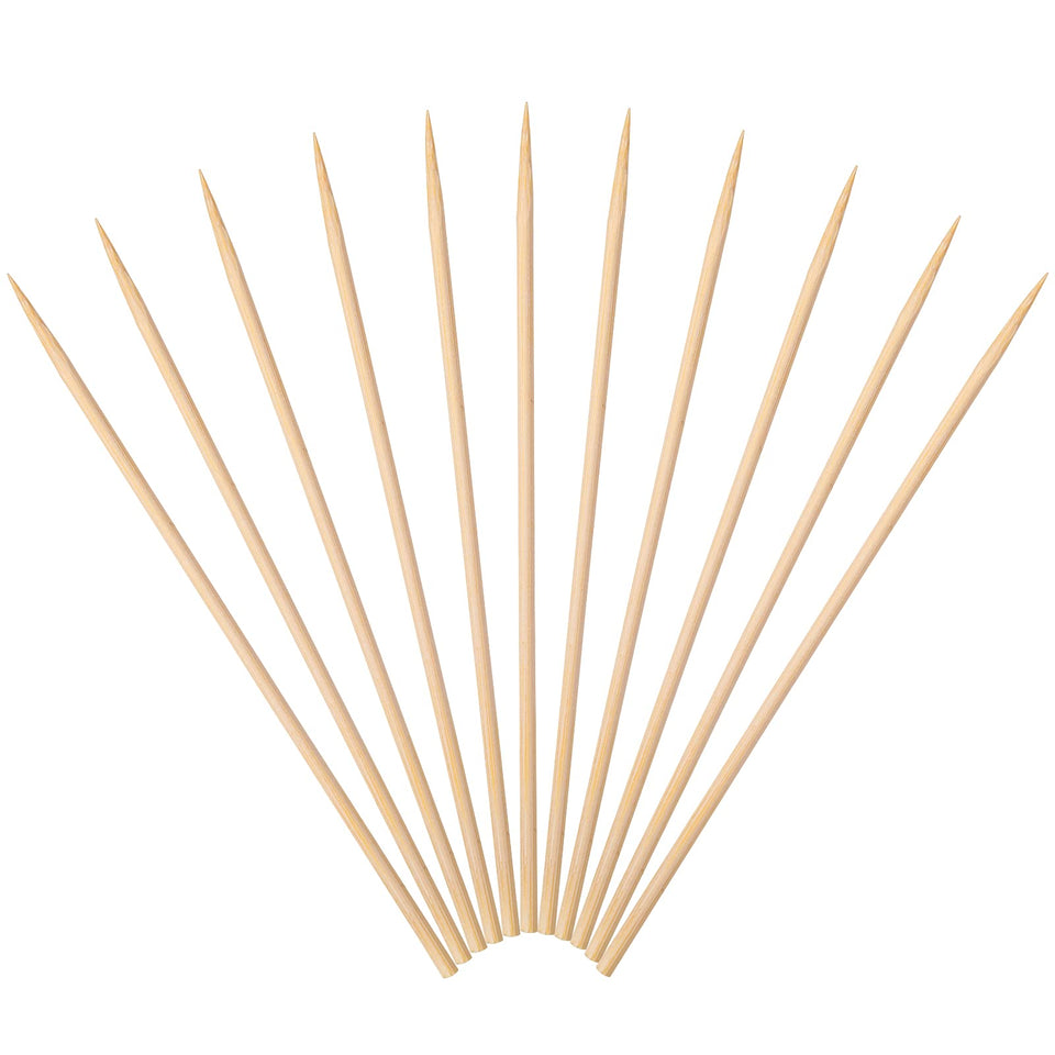 Minisland premium 6-inch bamboo skewers for appetizers and fruit kebabs.