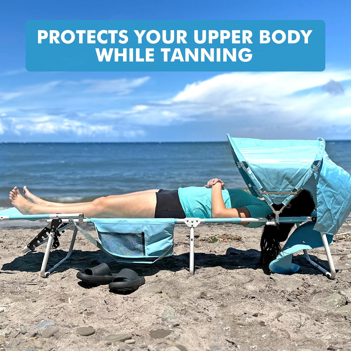 Minndudu oversized tanning chair showing 5-position backrest for customizable lounging.