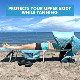Minndudu oversized tanning chair showing 5-position backrest for customizable lounging.