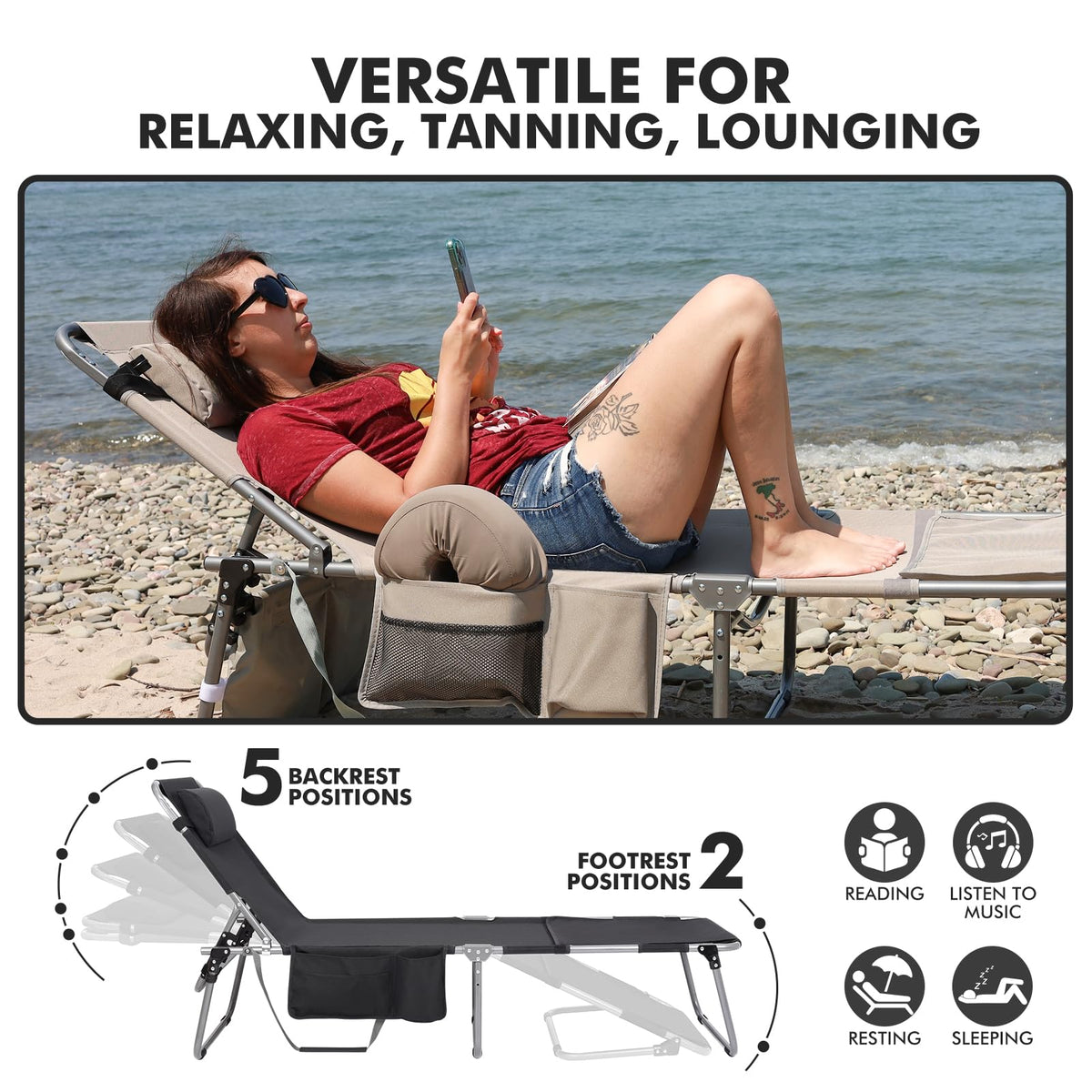 Minndudu shoulder strap enables effortless carrying to the beach or park.