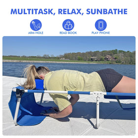Minndudu tanning chair two-leg support keeps you steady on sand.
