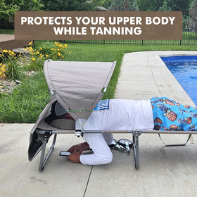 Minndudu tanning chair backrest positions let you sit, recline, or lie flat.