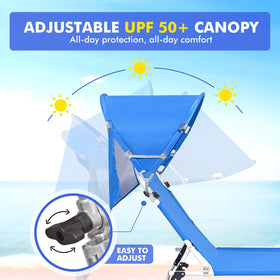 Minndudu tanning chair heavy-duty frame supports up to 300 lbs outdoors.