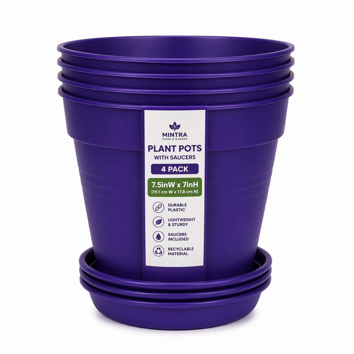 Mintra garden pots 19cm purple round for balcony and patio decor