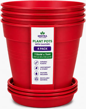 Mintra Garden Pots red 19 cm front view for porch display
