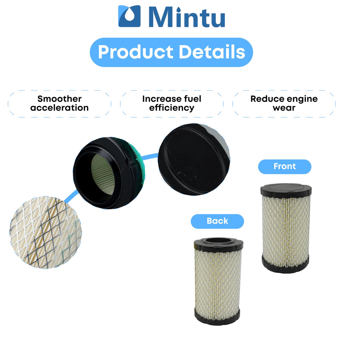 Mintu air filter compatible with Briggs and Stratton engines for reliable protection.