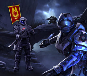 Mintu ODST flag banner graphic shows sci-fi troops for themed decor.