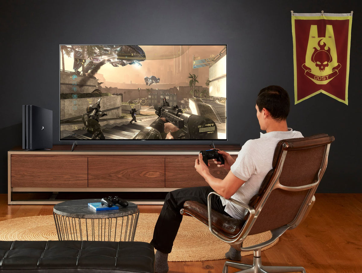 Mintu ODST flag banner wall display in a gaming room creates impact.