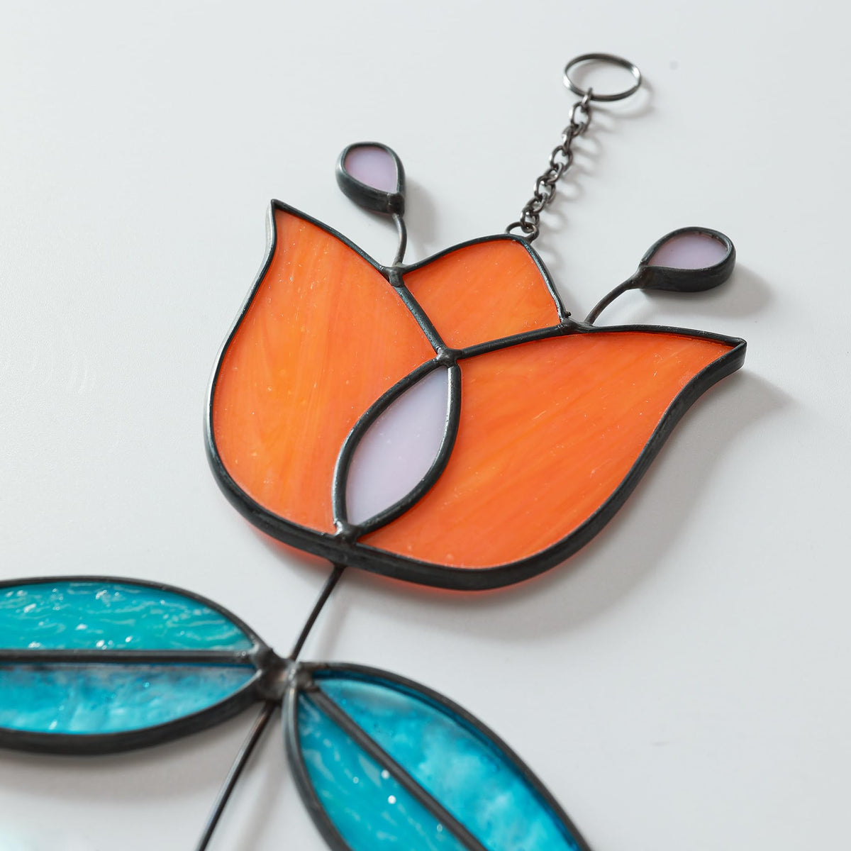 MintyWiz stained glass coral flower shows artisan craftsmanship