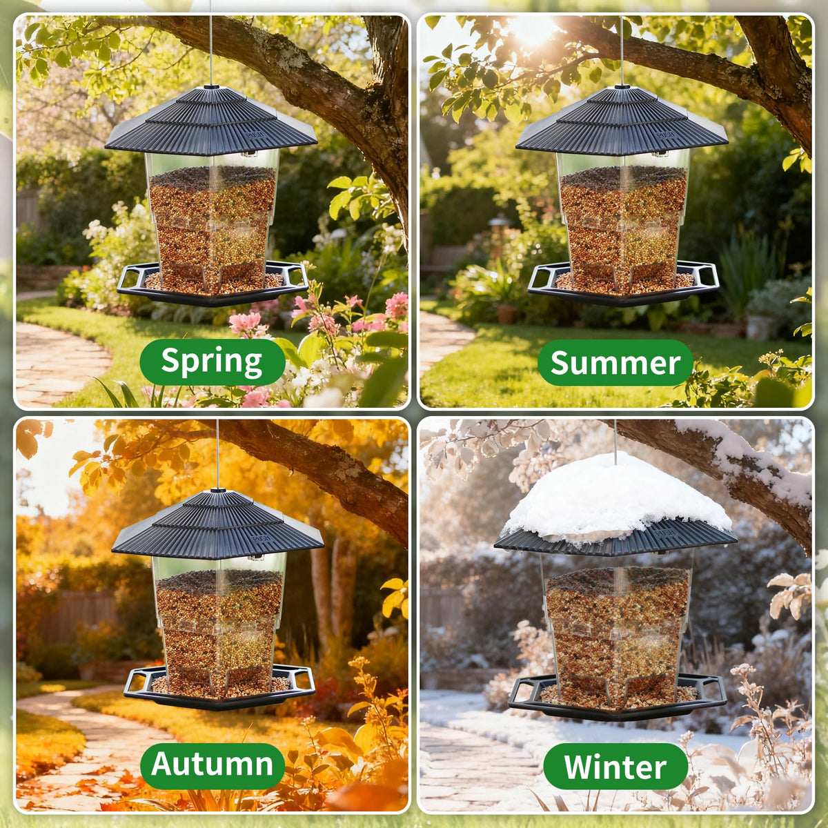 MINWOLF feeder shows 1.5 inch entrance for small birds