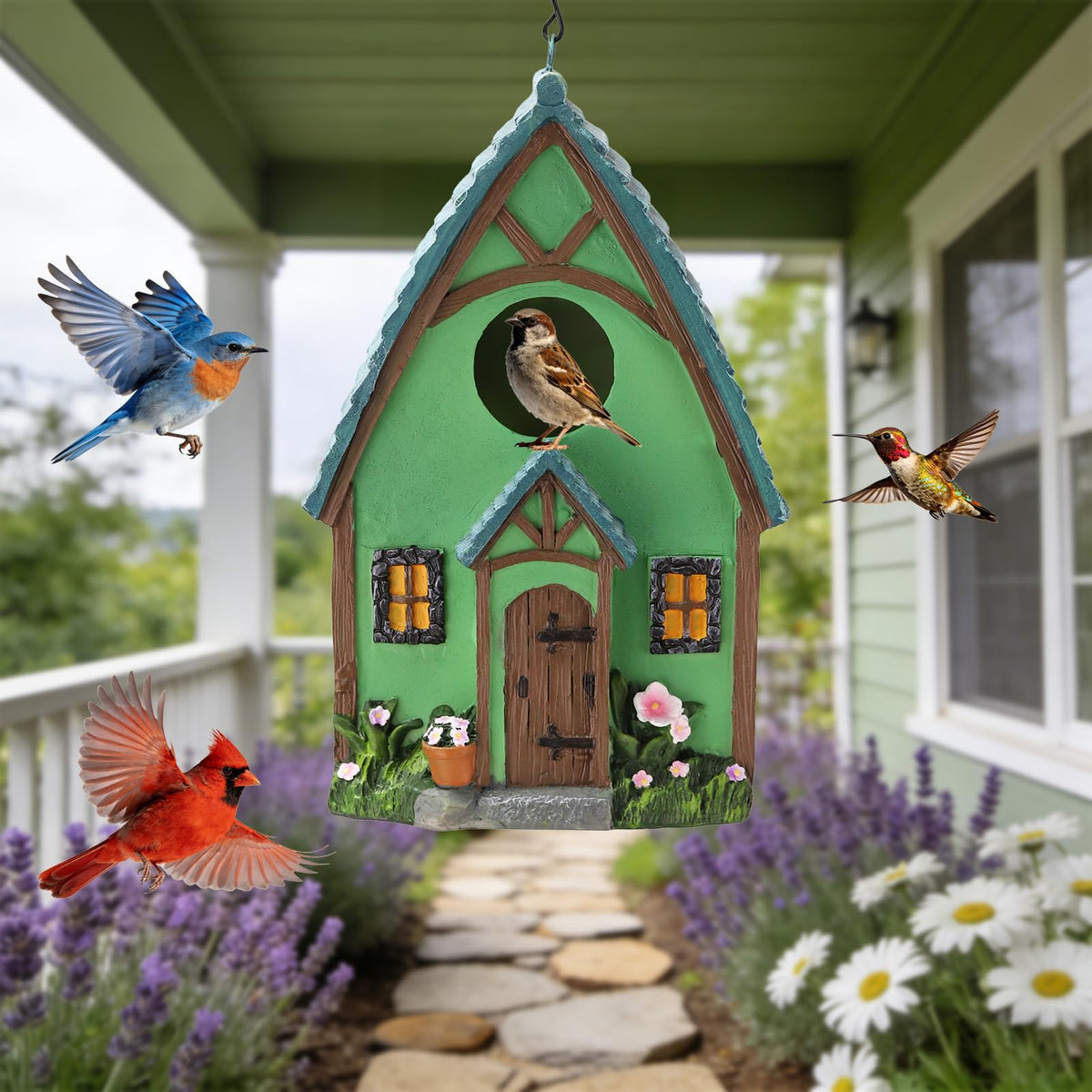 MINWOLF retro garden design bird house adds cottage charm