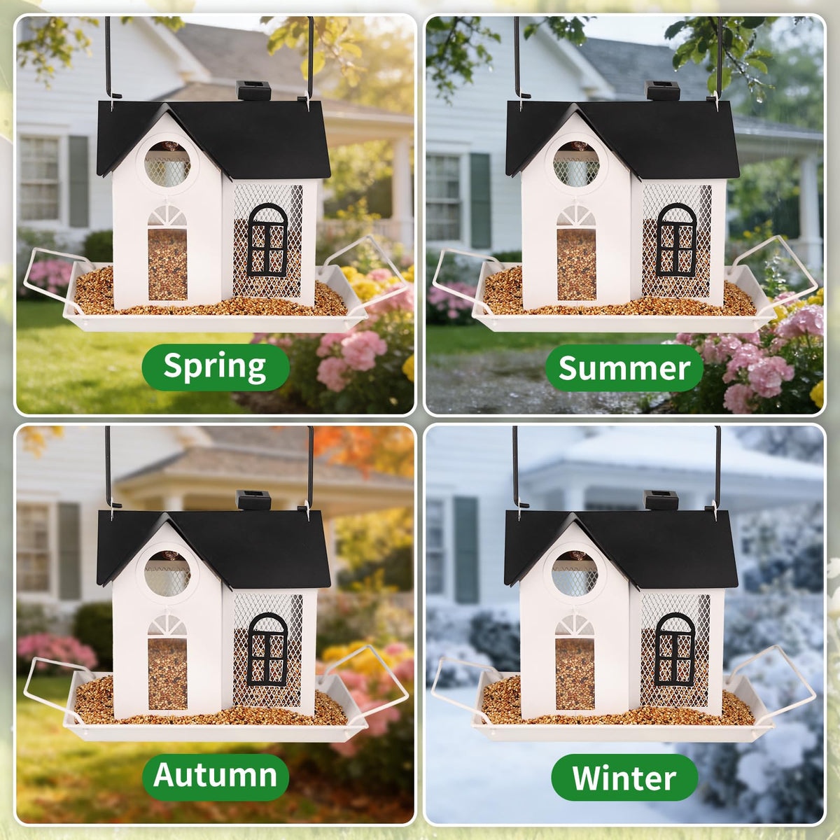 MINWOLF charming house design feeder adds rustic charm to any garden