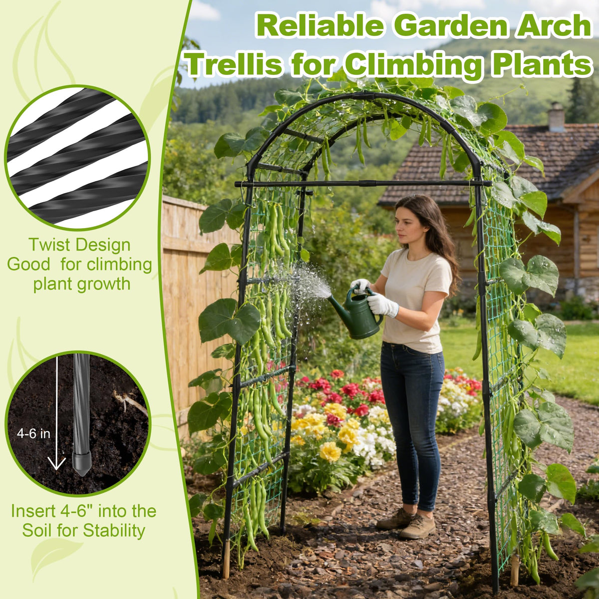 Miory arch trellis enables quick vertical garden setup for cucumbers and beans