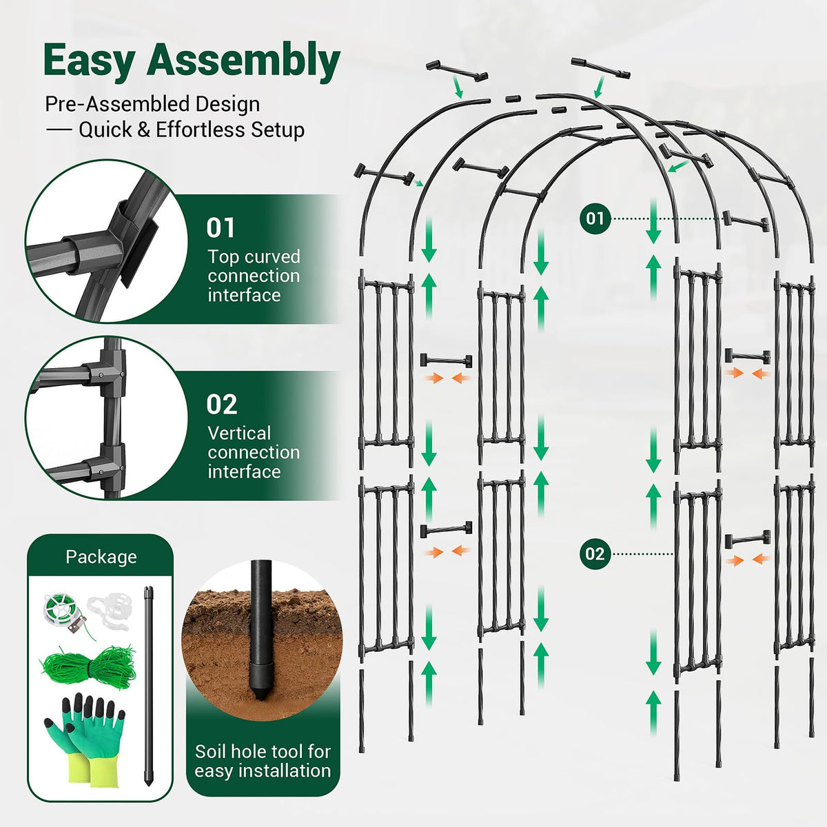 Miory Garden Arch Trellis Protective Coating helps resist the elements while supporting vines.
