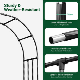 Miory garden arch trellis UV coating for long-lasting outdoor use.
