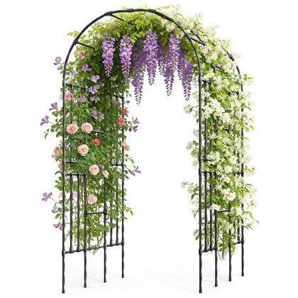 Miory Garden Arch Trellis Walkway creates an elegant garden path for climbing plants.