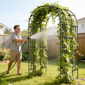 Miory Garden Arch Trellis Wedding Arbor offers a charming focal point for outdoor celebrations.