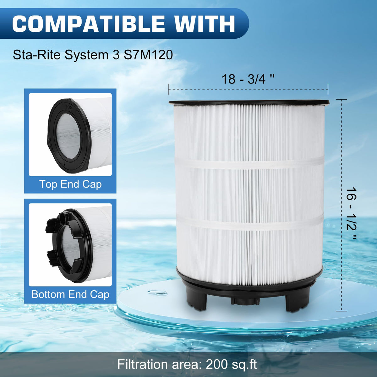 Miory S7M120 inner filter 25021-0200S for 100 sq ft filtration area