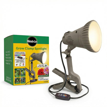 Miracle-Gro Indoor Grow Light Spotlight Clamp with adjustable clamp for precise plant lighting.