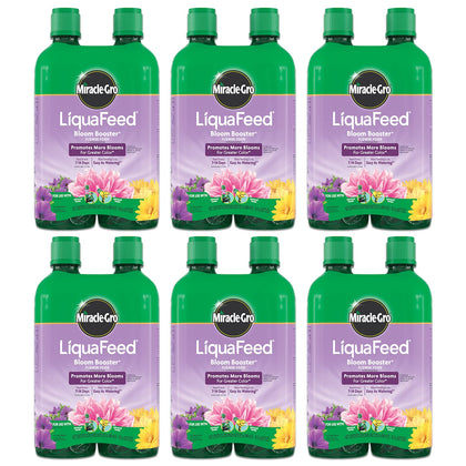 Miracle-Gro LiquaFeed bloom booster refill bottle fuels vibrant flowers with easy feeding.