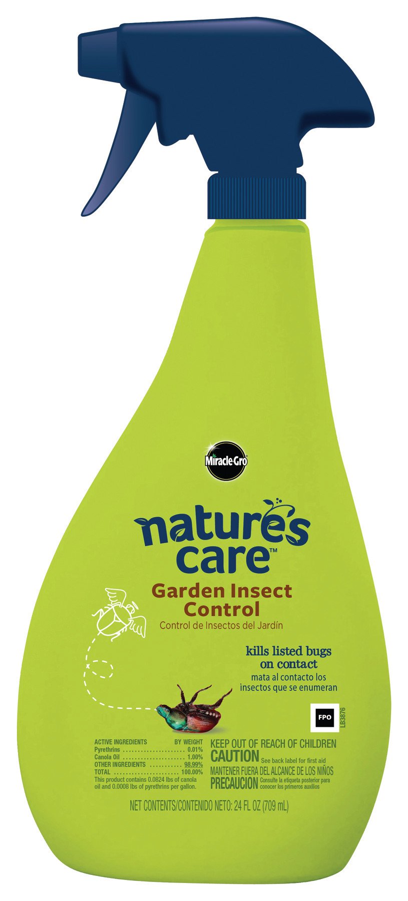 Miracle-Gro Nature's Care Garden Insect Control spray protecting roses and vegetables from pests