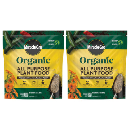 Miracle-Gro Organic All Purpose Plant Food granules spread on soil for even feeding