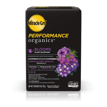 Miracle-Gro Performance Organics Blooms bottle pour for quick feeding of flowering plants