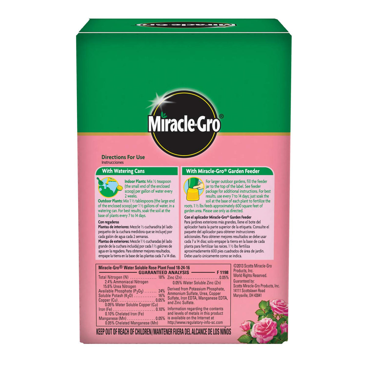Dissolving Miracle-Gro Rose Plant Food in water for quick feeding.