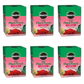 Miracle-Gro Rose Plant Food packaging for six-pack display and easy dosing.