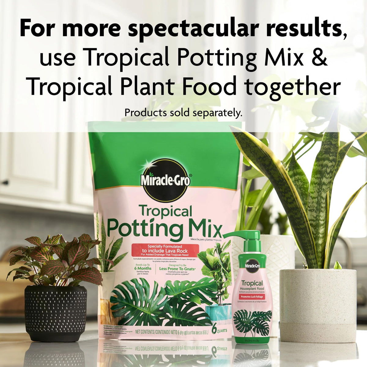 Miracle-Gro Tropical Houseplant Food 8-ounce bottle is easy to store.