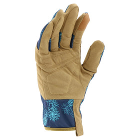 Miracle-Gro gloves blue-tan color for easy visibility and style.