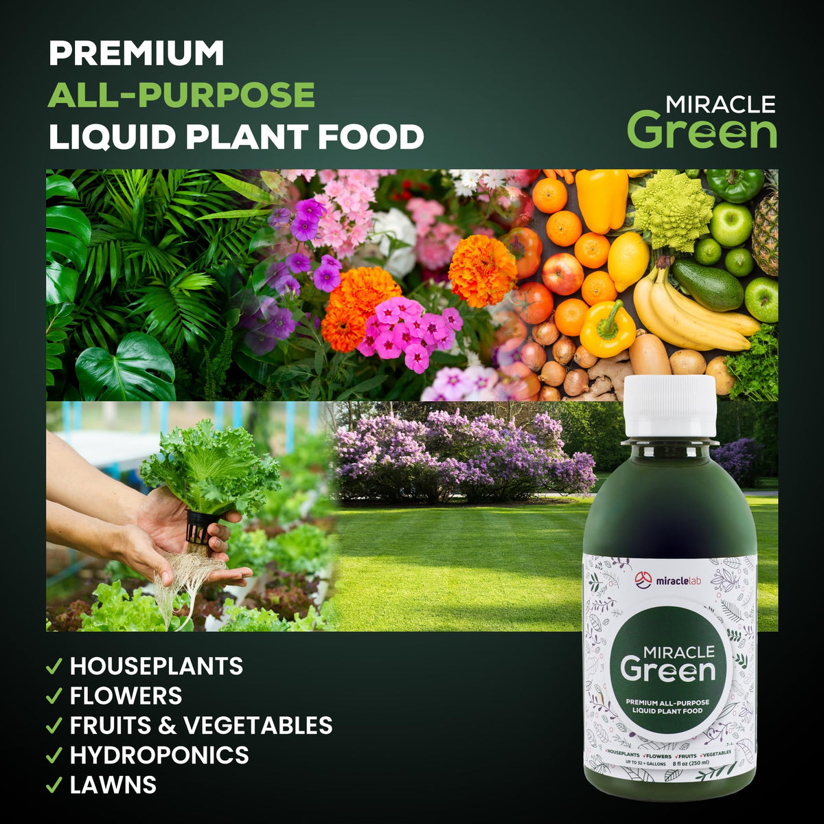 Miracle Green nourishes vegetables and fruits for steady growth and yield.